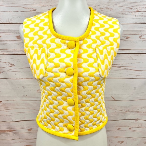 Vintage Retro 60’s Psychedelic Mod Print Quilted Vest - Picture 2 of 7
